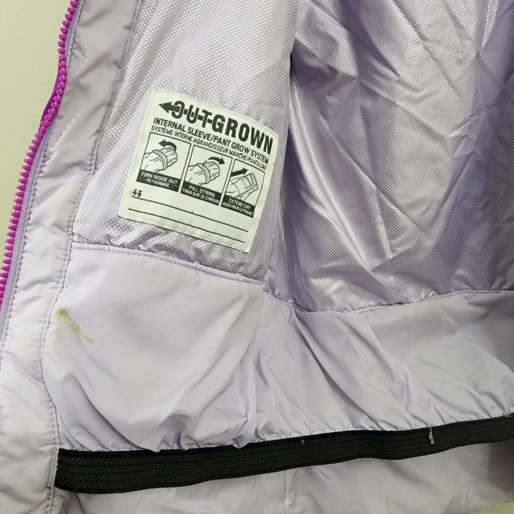 Columbia girl size large zip front‎ purple with gray quilting accent winter coat